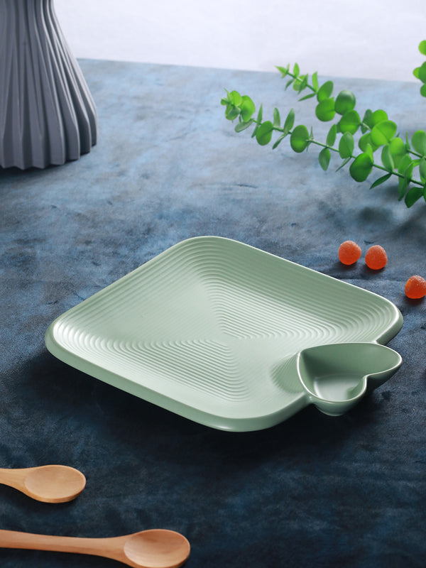 Green Ceramic Serving Plates With Section