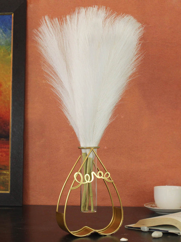 Pack of 3 Fluffy Pampas Grass Artificial Flower with Vase