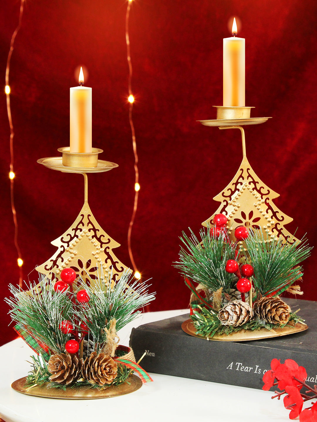 Buy Set of 2 Christmas Table Centerpieces Christmas Tree Candle
