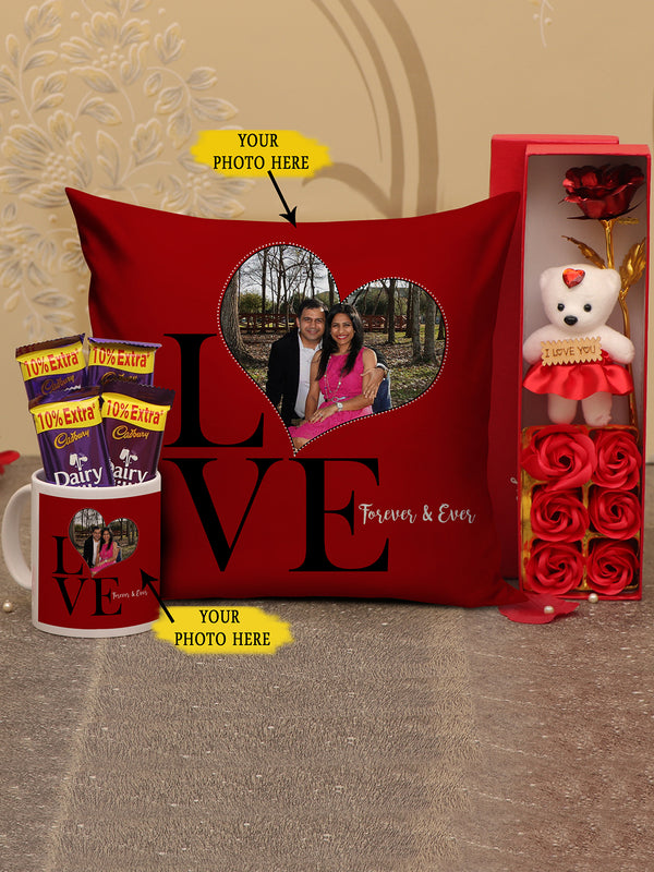Personalized Cushion and Mug with Valentine Gift Combo