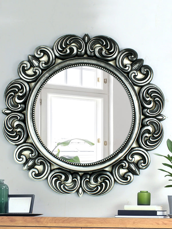 Silver Toned Decorative Framed Wall Mirror