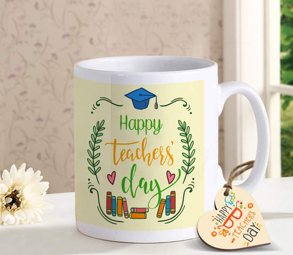 Teachers Day Printed Coffee Mug with Tag