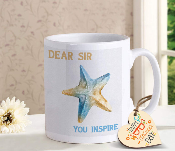 Sir You Inspire Printed Coffee Mug with Tag