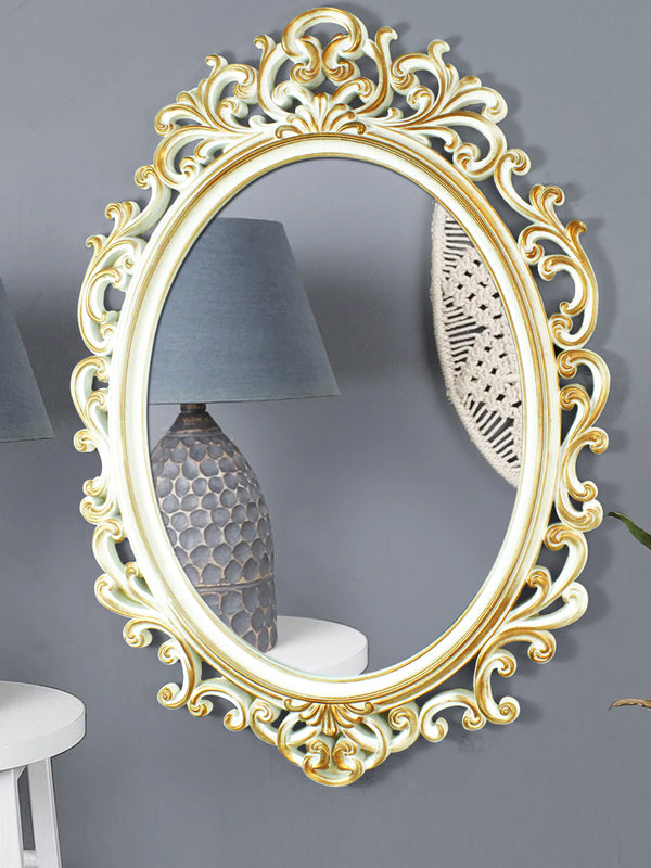 Gold Toned Oval Shaped Framed Wall Mirror