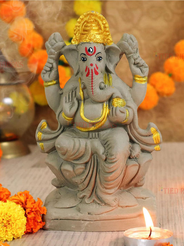 Gold-Toned Lord Ganesha Idol Showpieces