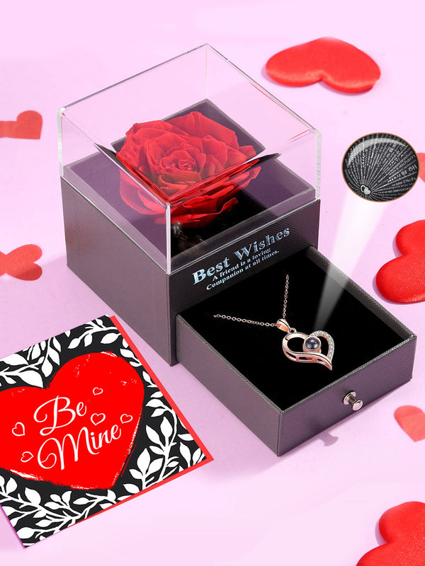 Red & Grey 3 Pcs Valentine Theme Pendant & Card Home Gift Set