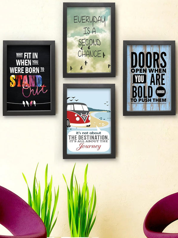 Set of 4 Inspirational Quotes Wall Art Framed Posters Paintings