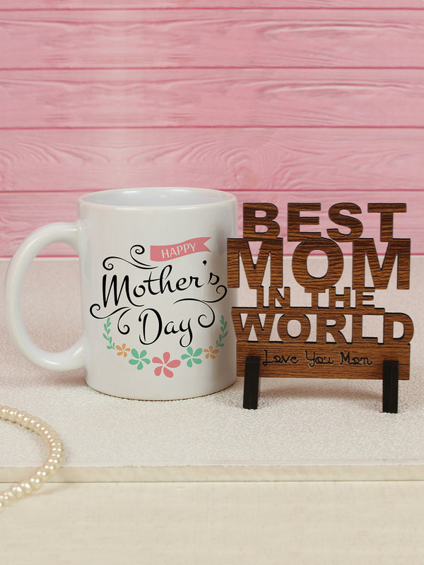 Mothers Day Gift for Mom Printed Coffee Mug with Wooden Stand