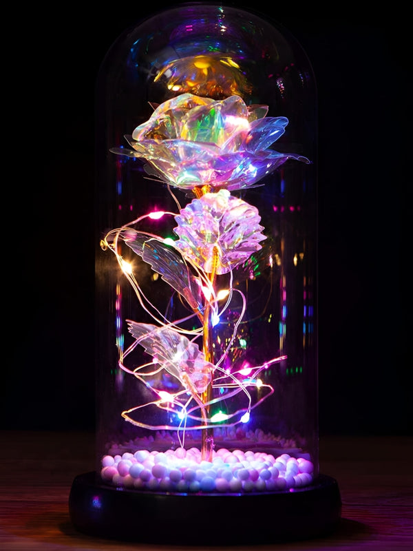 Transparent & Pink Curio Glass Showpiece
