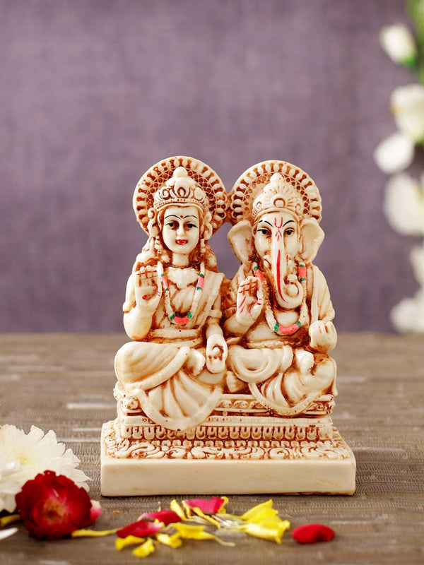 Beige and Brown Laxmi Ganesha Idol