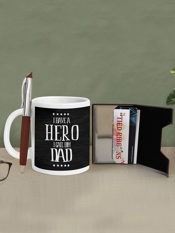 Black & White Fathers Day Gift Printed Coffee Mug with Card Holder