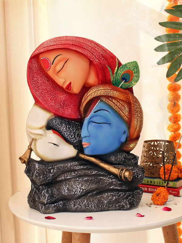 Blue and Maroon Radha Krishna Idol Decorative Showpiece