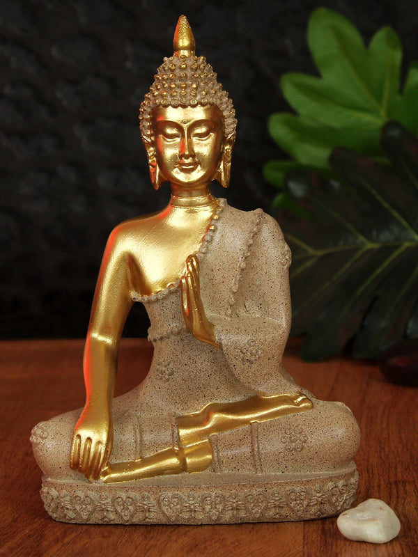 Gold Toned Meditating Lord Buddha Statue
