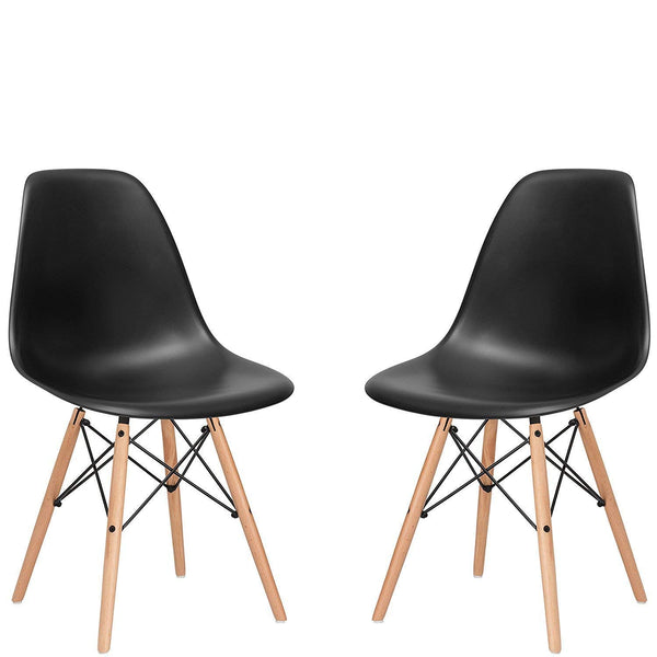 Set of 2 DSW Chair for Bed Room, Cafe, Bed Room (Beechwood, Black, 81 cm X 40 cm)