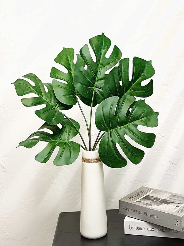 Green 10 Pieces Mostera Decorative Artificial Palm Plant Leaves