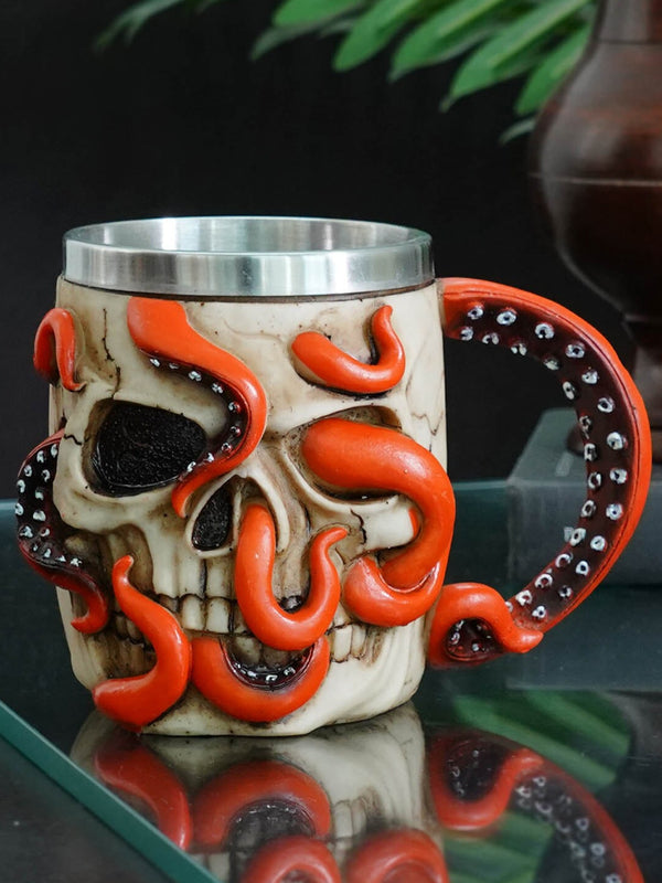 Orange & Black Octopus Human Design 3D Wine Chalice Cup