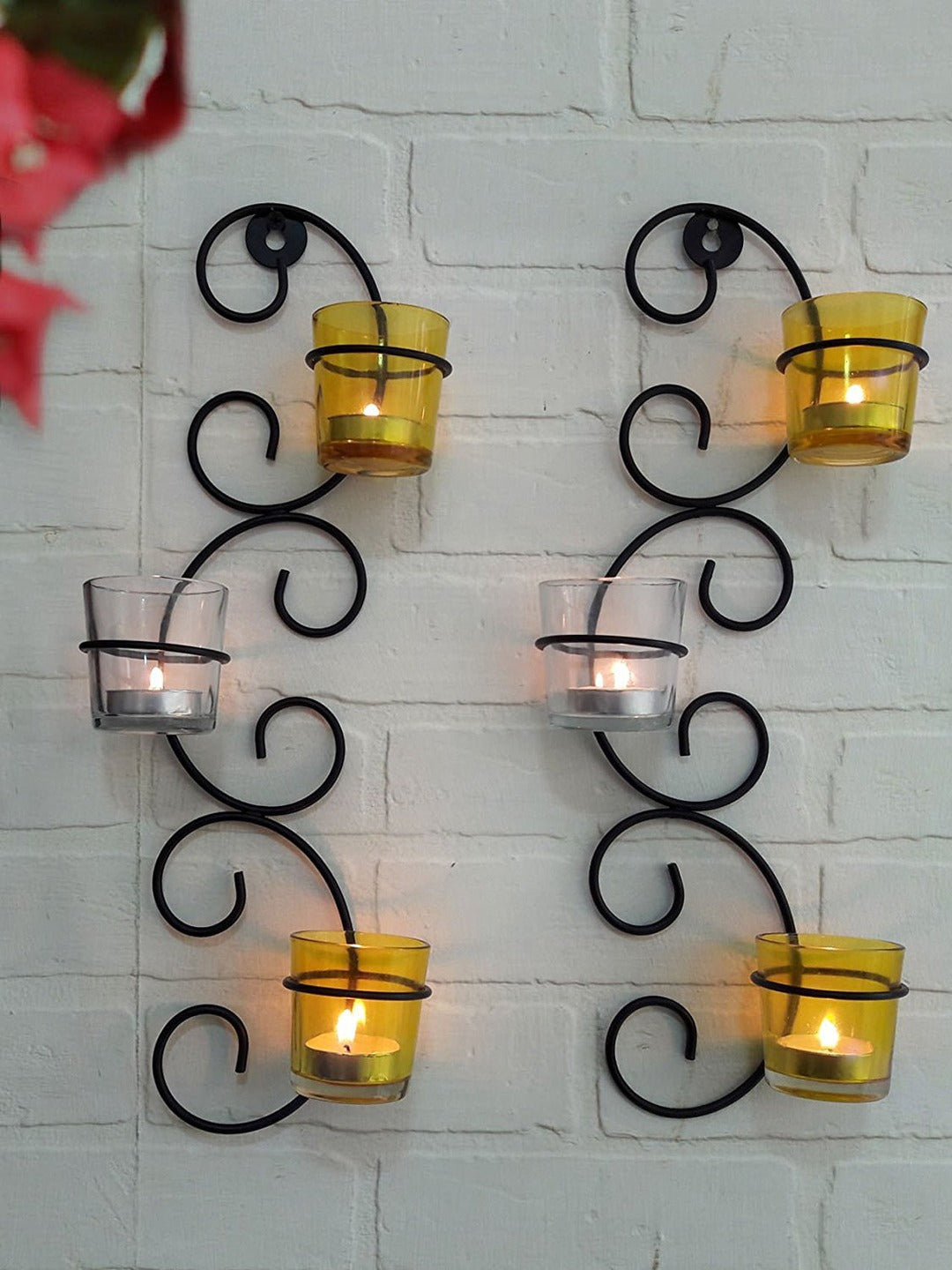 Buy Pack of 2 Wall Hanging Tealight Candle Holder Tied Ribbons