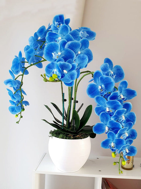 Set of 3 Decorative Artificial Orchid Flower Sticks Without Vase