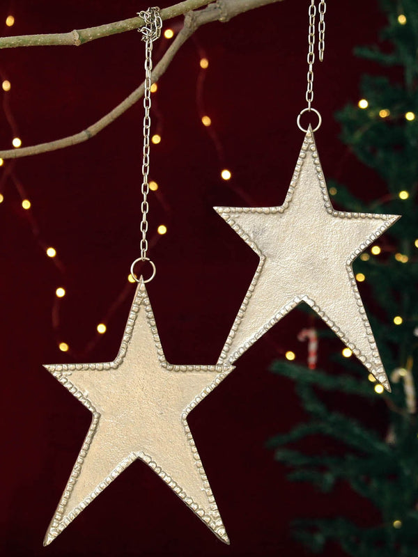 Set Of 2 Stars Christmas Tree Hanging Ornaments