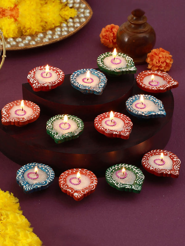Red 12 Pieces Terracotta Diwali Diyas