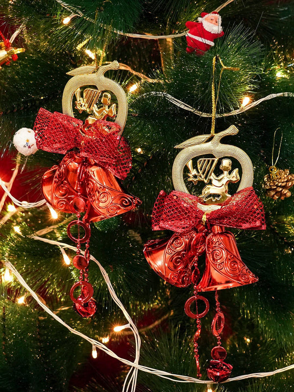 Multicoloured Set of 2 Christmas Wall Decor Door Tree Hanging Bells Ornaments