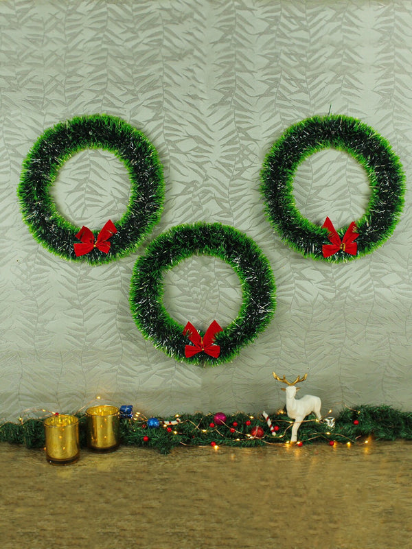 Set Of 3 Round Christmas Decoration Wreath Wall Decor Door Hanging