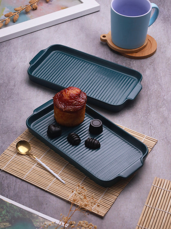 Black 2 Pieces Textured Serving Trays