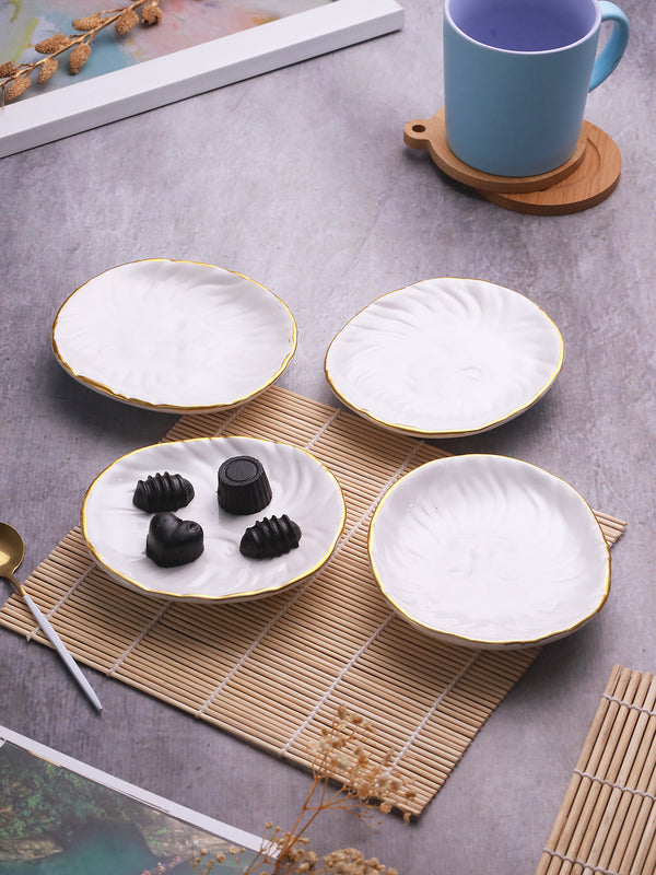White 4 Pcs Textured Serving Dishes