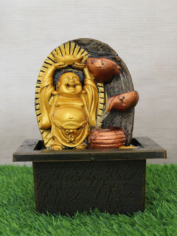 Black and Gold Laughing Buddha Fountain