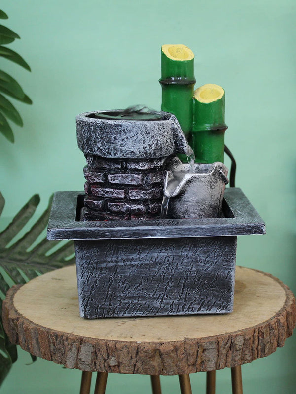 Green and Grey Decorative Table Top Bamboo Water Fountain