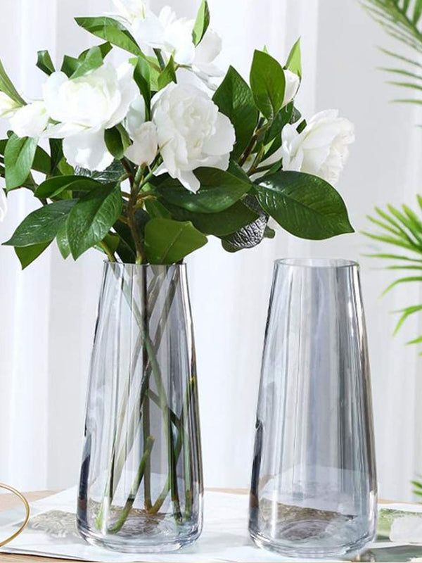 Set Of 2 Transparent Solid cylinder Glass Vases