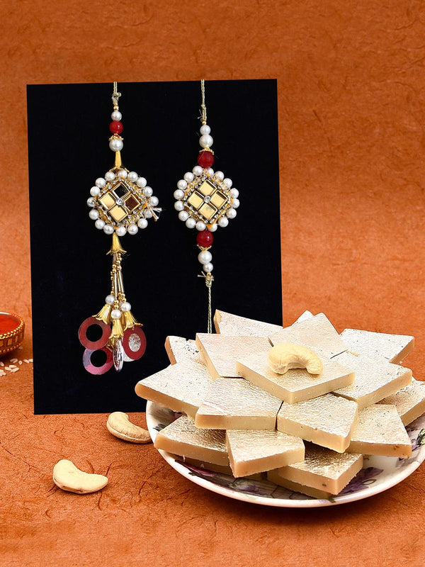 Rakhi for Bhaiya and Bhabhi with Kaju Katli