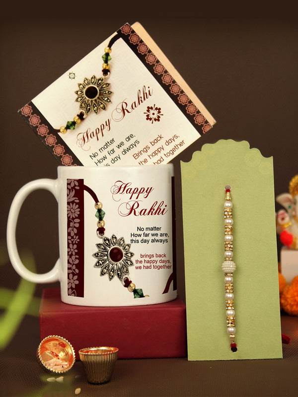 Rakhi for Brother with Gift Bhai Rakhi with Card & 1 Printed Coffee Mug