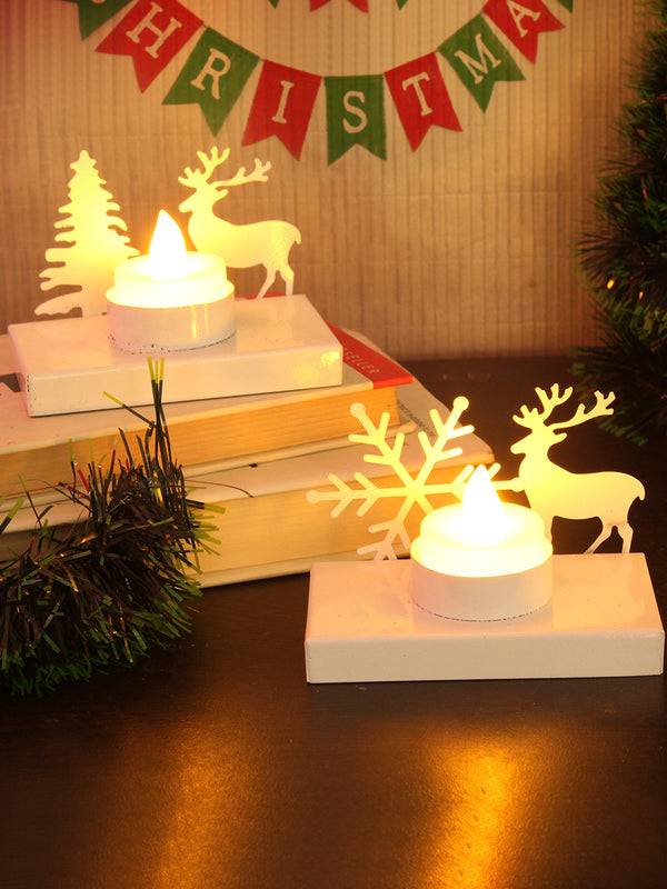 Set Of 2 Solid Reindeer Tealight
