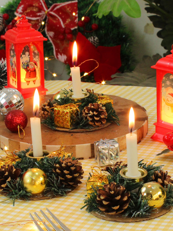 Pack of 3 Christmas Tealight Holder Pine