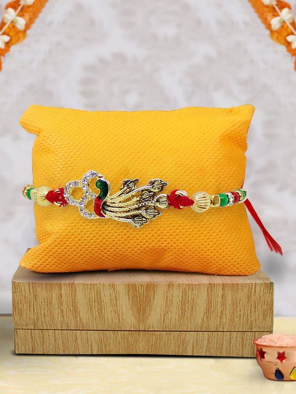 Designer Handmade Peacock Rakhi Comes with Rakhi Card & Roli Chawal Packet