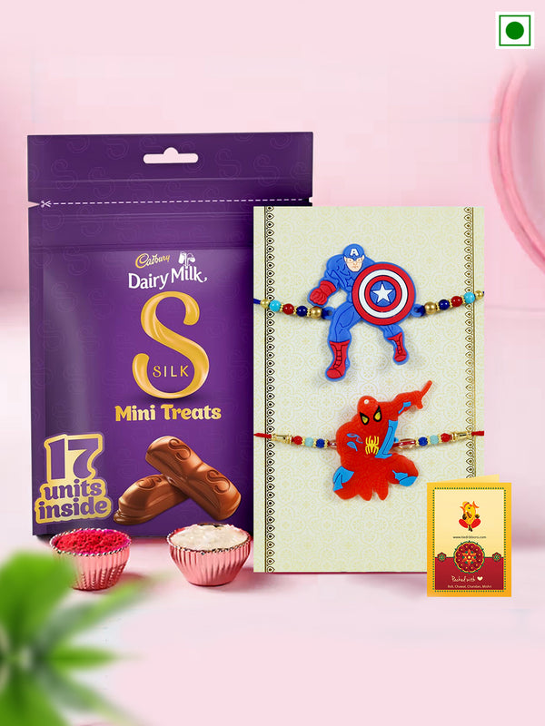 Rakhi Gift for Kids with Chocolate Hamper - Cartoon  Rakhi Set of 2