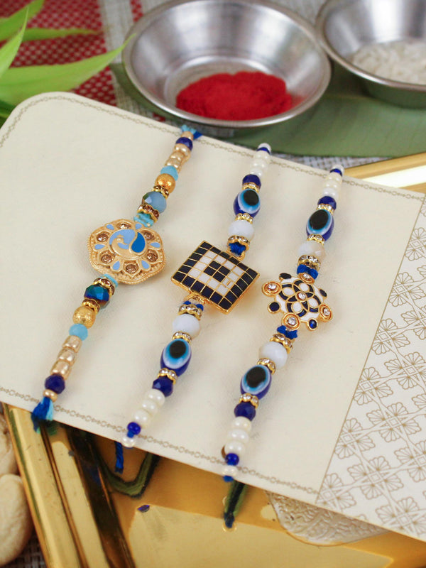 Rakhi for Brother Set of 2 Rakhi Set with Mini Greeting Card and Roli Chawal Packet