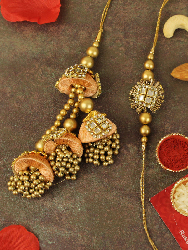 Rakhi for Brother and Bhabhi Gift Set Bhaiya Bhabhi Rakhi Set for Bhai Bhabhi Rakhi, Greeting Card, Chawal Roli Pack Set