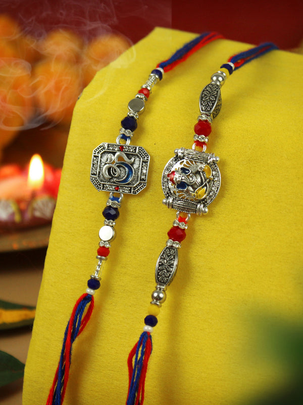 Rakhi for Brother Set of 2 Rakhi Set Bhai Rakhi with Card and Roli Chawal Packet