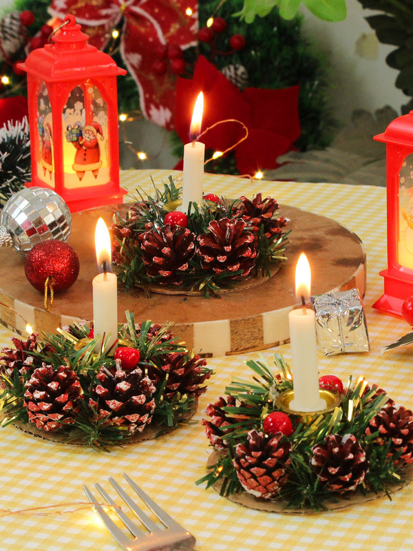 Christmas Pack of 3 Tealight Holder Pine.