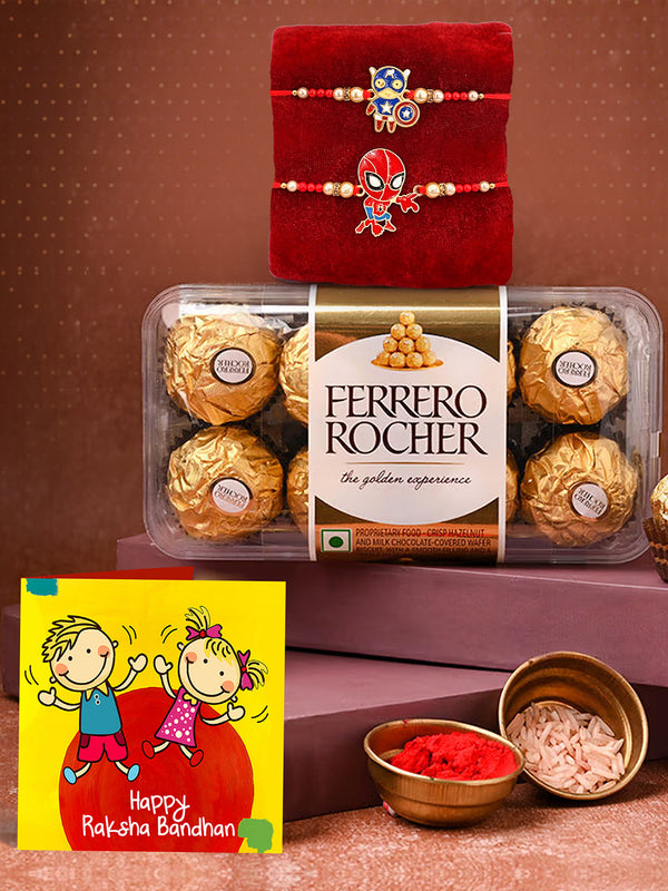Rakhi for Kids with Chocolates Gift Pack - Set of 2 Premium Kids Rakhi