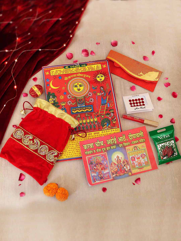 Red Karwachauth Pooja Samagri Kit