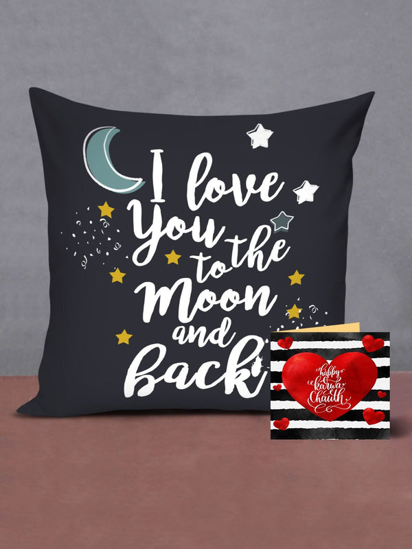 White & Black Printed Cushions with Filler & Card Home Gift Sets