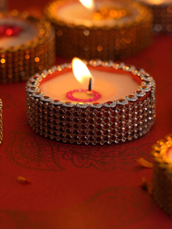 White 6 Pieces Terracotta Diwali Diyas