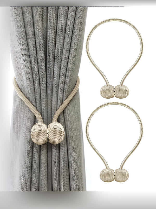 2 Pieces Beige Textured Curtain Tie-Backs
