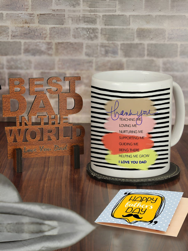 White & Blue 3 Pieces Fathers Day Printed Home Gift Sets