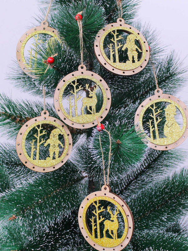 Pack of 6 Christmas Round Hanging
