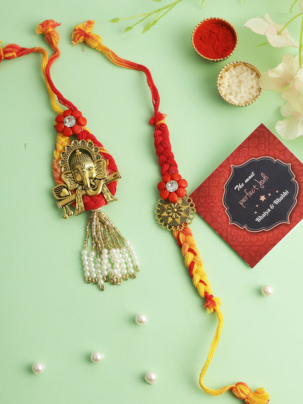 Bhaiya Bhabhi Lumba Rakhi for Bhabhi with Mini Greeting Card and Roli Chawal Packet