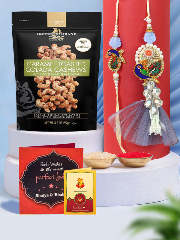 Radiant Peacock Rakhi Hamper For Bhaiya And Bhabhi